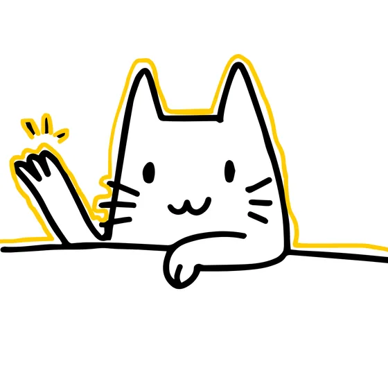 Hand-drawn cat waving hello