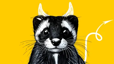 Illustrated ferret with devil horns